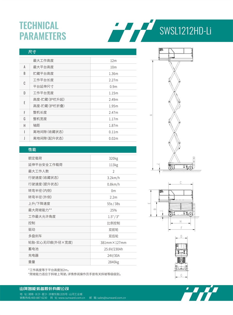 SWSL1212HD Li 电动电驱剪叉式高空作业平台